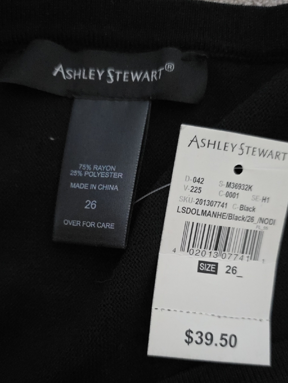 Ashley Stewart Black Long Sleeve Knit Sweater with Silver Zigzag Accent - Picture 4 of 5